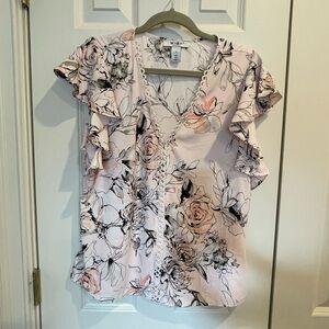 White House Black Market Medium Floral Blouse